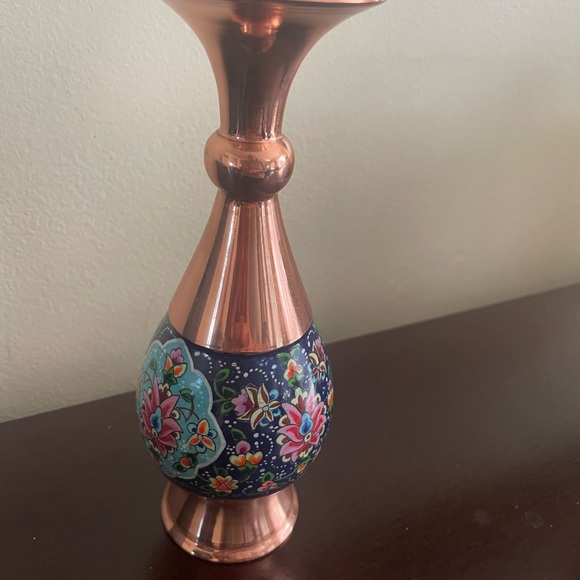 Persian Hand painted Copper Vase - Picture 7 of 8